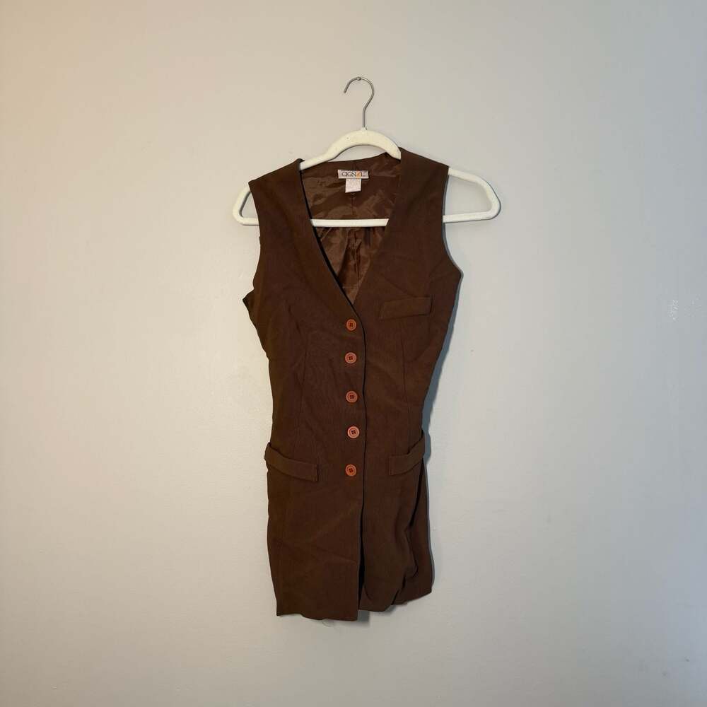 Cignal Vintage Brown Corduroy Sleeveless Vest